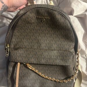 Michael Kors Tan Backpack with Gold Chain